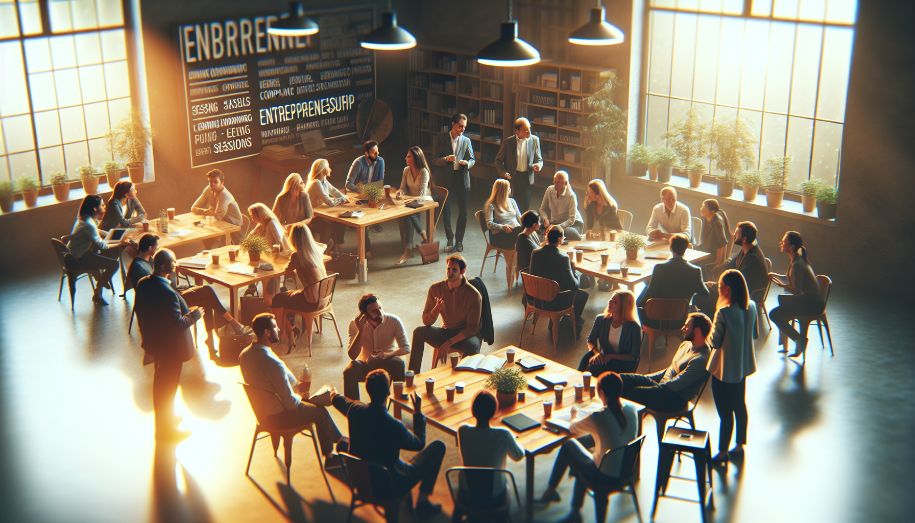 A group of entrepreneurs discussing in a mastermind setting