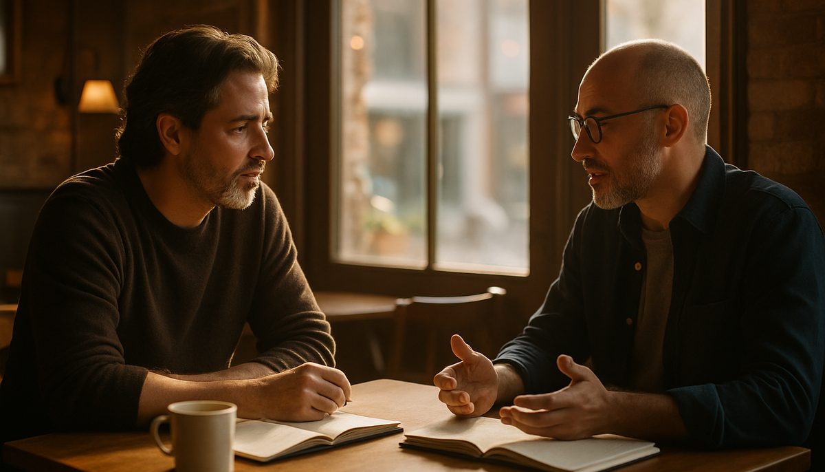 Sober founder at a kitchen table before sunrise, reflecting on mental health.